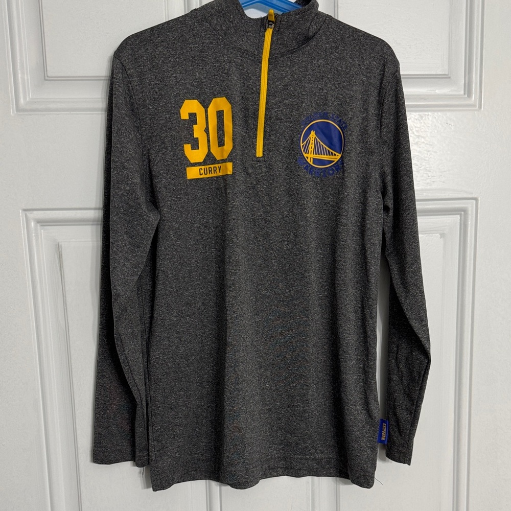 Golden State Warriors Curry #30 Quarter‑Zip Long Sleeve Gray | Kids 10/12